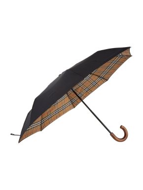 Burberry Vintage Check Lined Black Umbrella