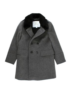 Burberry Kids 6Y Grey Wool & Cashmere Mink Fur Collar Coat