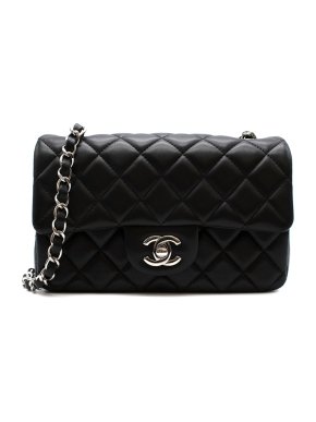 Chanel Black Lambskin Quilted Mini Classic Flap Bag SHW