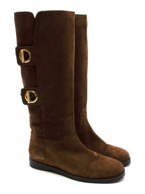 Jimmy Choo Brown Suede Fur Lined Flat Boots