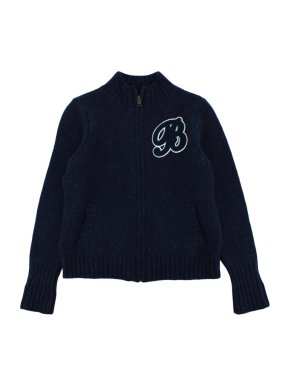 Bonpoint Blue Wool & Alpaca Blend Knit Zipper Cardigan