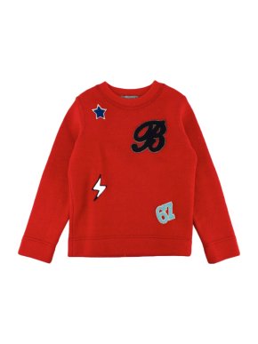 Bonpoint Red Wool Patches Knit Sweater