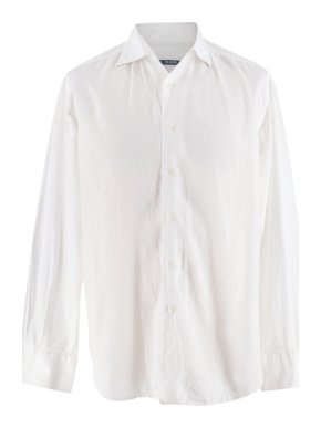 Pal Zileri White Cotton Linen Blend Shirt