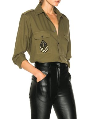 Saint Laurent Oversized khaki twill military shirt