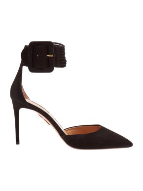 Aquazzura Aquazurra black suede ankle strap pumps