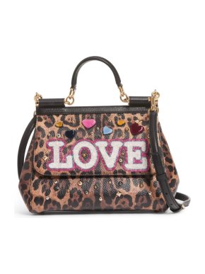 Dolce & Gabbana Leopard LOVE Patch Sicily Bag
