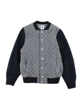 Petit Bateau Grey Pied de Poule Quilted Bomber Jacket