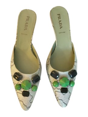 Prada Jacquard Embellished Mules