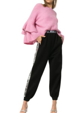 Miu Miu Logo Band Sequin Side Stripe Track Pants