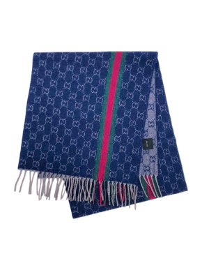 Gucci Blue Supreme Cashmere Knit Scarf