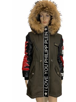 Philipp Plein embellished khaki hooded parka