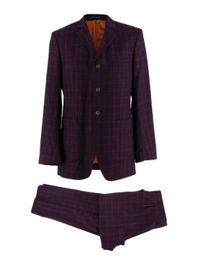 Ozwald Boateng Burgundy Checkered Wool Single Breasted Suit