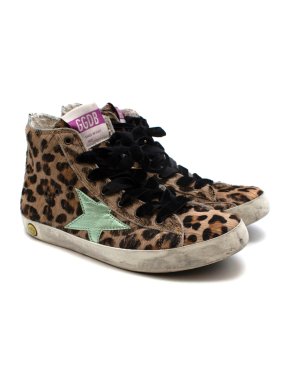 Golden Goose Leopard Pony Hair Francy Sneakers
