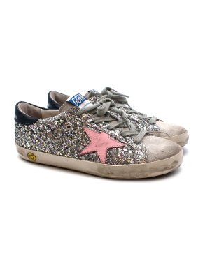 Golden Goose Silve Glitter Super Star Sneakers
