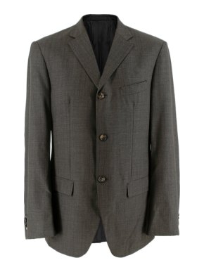 Jil Sander Grey Pin Stripe Wool Single Breasted Blazer