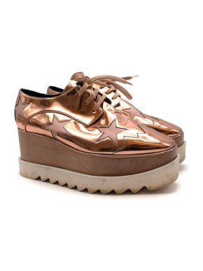 Stella McCartney Rose Gold Faux Leather Elyse Platform Sneakers
