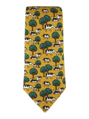 Hermes cow print silk tie