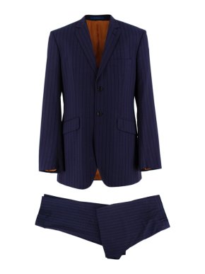 Ozwald Boateng Red & Blue Striped Wool Single Breasted Suit