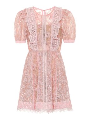 Self Portrait Pink Floral Lace Mini Dress