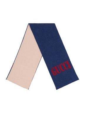 Gucci Wool & Silk Jacquard Reversible Scarf