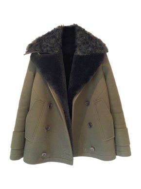 Gucci Khaki Shearling Trimmed Jacket