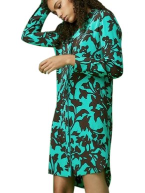 Diane Von Furstenberg Aqumarine Brulon Shirt Dress