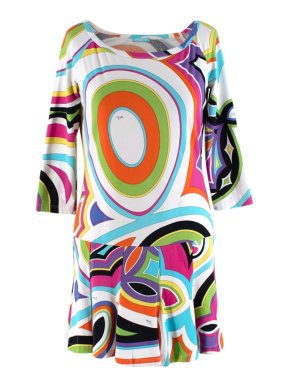 Emilio Pucci Cotton Jersey Print Long Sleeve Mini Dress
