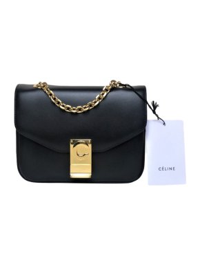 Celine Black Leather Small C Shoulder Bag