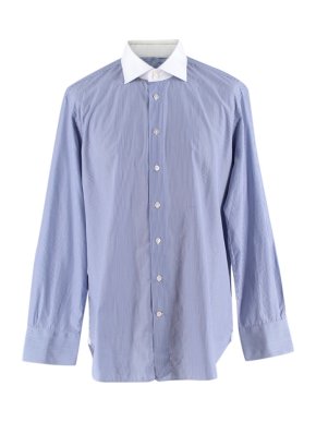 Emanuele Maffeis Blue Cotton Long Sleeve Tailored Shirt