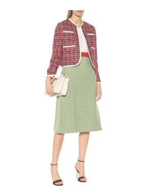 Gucci Green GG Diagonal Striped Wool Knit Skirt