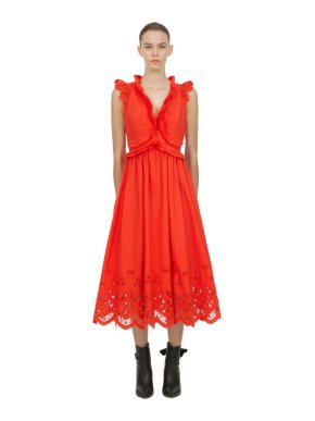 Self Portrait Cotton Broderie Sleeveless Midi Dress