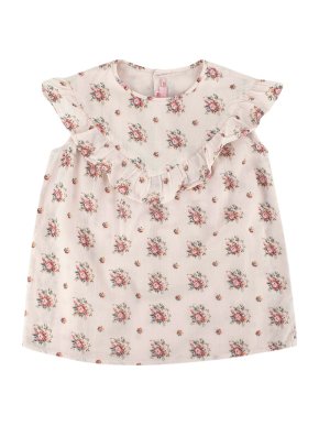 Bonpoint Beige Floral Ruffled Cotton Top
