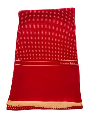 Christian Dior Vintage Red Ivory Neck Scarf