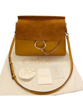 Chloe Yellow Leather & Suede Faye Shoulder Bag