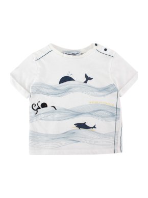 Tartine et Chocolat White Cotton Maritime Motif T-shirt