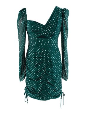 Self-Portrait Fil Coupé Asymmetric Mini Dress in Green