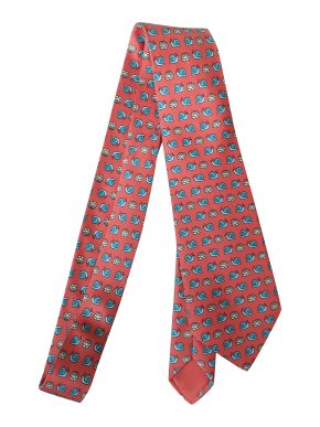 Hermes Vintage Cabbage & Snail Print Silk Tie