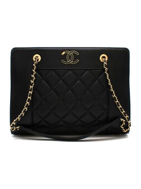Chanel Black Lambskin Mademoiselle Vintage Shopper Tote