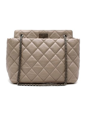 Chanel Greige Aged Lambskin Quilted 2.55 Reissue Tote Bag