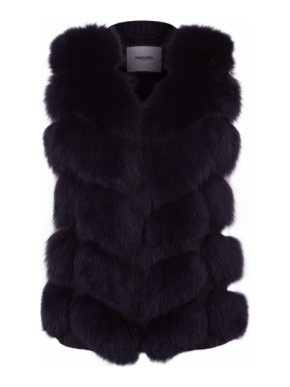 Max & Moi Black Fox Fur Panelled Gilet