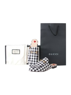 Gucci Plaid Black & White Princetown Slippers