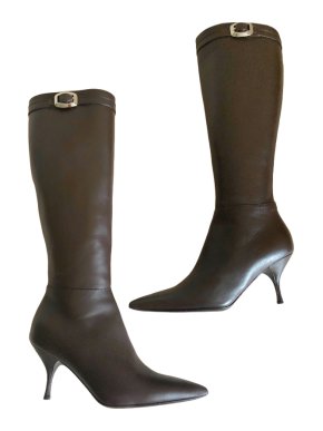 Prada Brown Leather Knee Boots