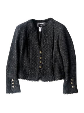 Chanel Black Lesage Tweed Classic Black Jacket