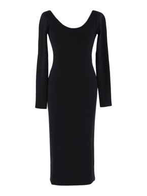 Frances De Lourdes Black Organic Cotton Knit Fitted Dress