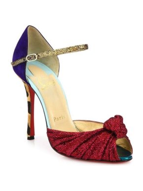 Christian Louboutin Marchavekel Glitter, Suede & Calf Hair Sandals