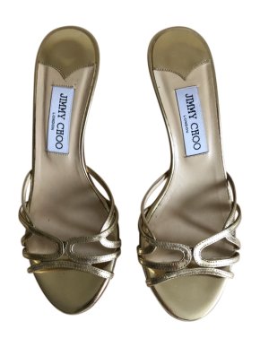 Jimmy Choo Gold Cut-Out Slides