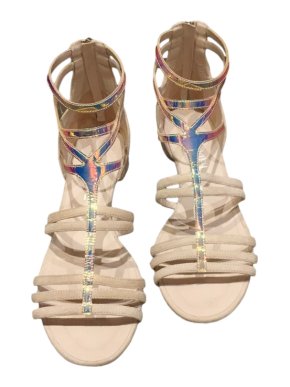 Chanel Beige Suede Holographic Sandals