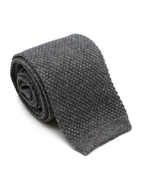 Loro Piana Grey Silk & Cashmere Knit Square Tie