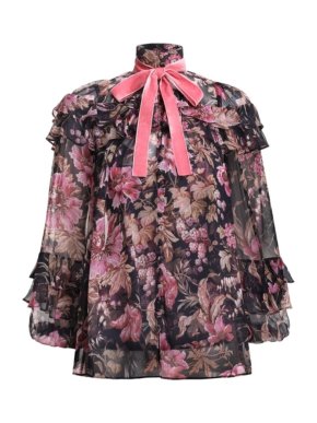 Zimmermann Mulberry Floral Print Lucky Tiered Frill Blouse