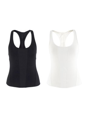 Ernest Leoty Black & White Corset Inspired Set of 2 Tank Tops
